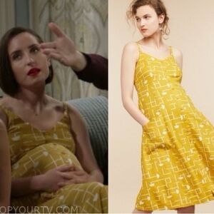 Yellow Geometric Print Maternity Dress